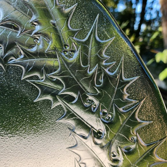 Vintage Mikasa Crystal Hostess Platter Holly Design 14" Round Serving Tray Japan - Picture 8 of 11